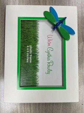 Cynthia Rowley White Frame with Green Inset & Blue-Green Dragonfly